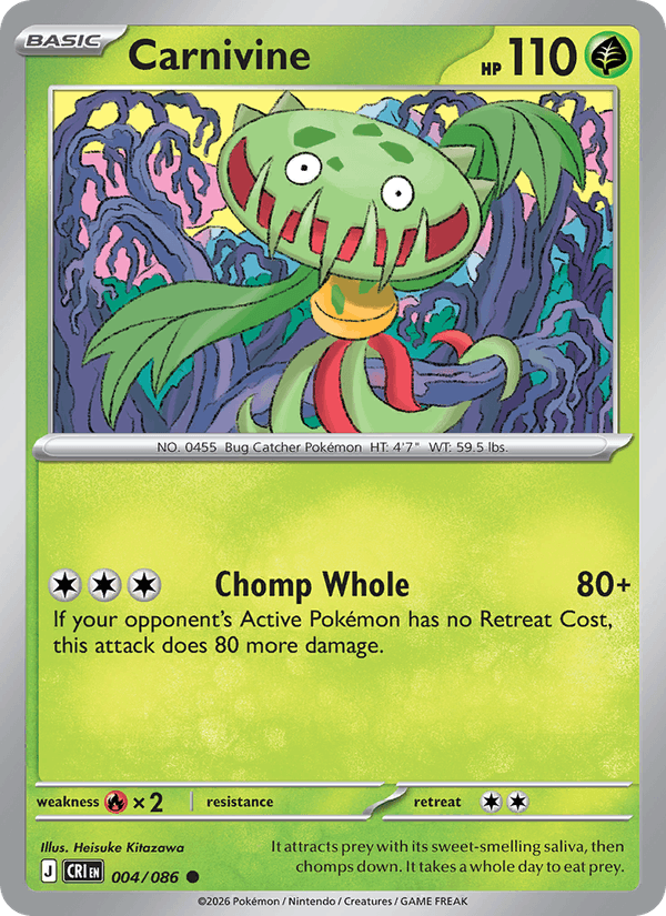 Carnivine 4/86 Chaos Rising English Pokémon card