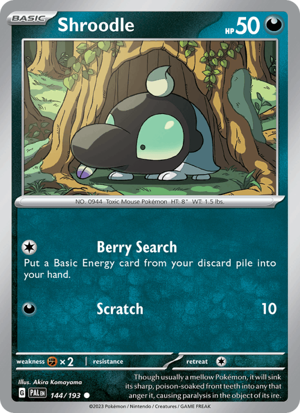 Shroodle 144/193 Paldea Evolved English Pokémon card