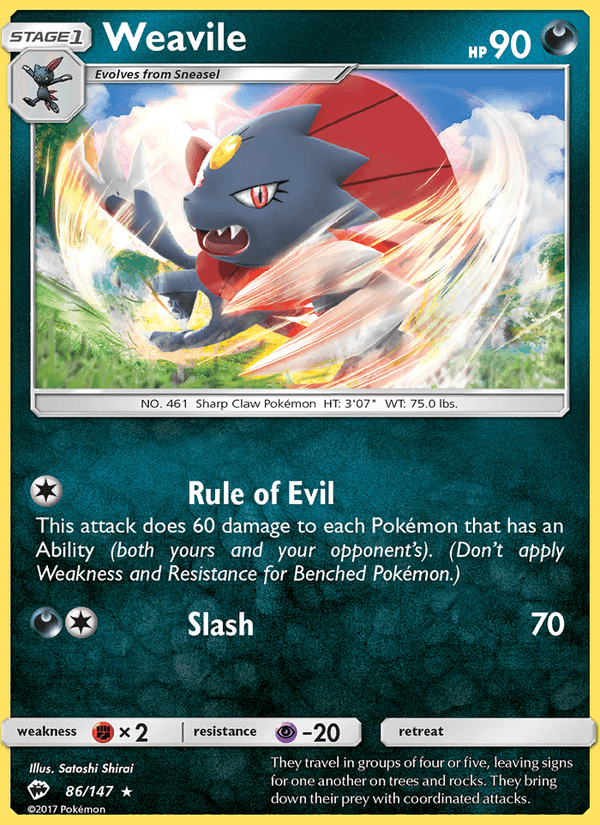 Weavile 86/147 Burning Shadows English Pokémon card