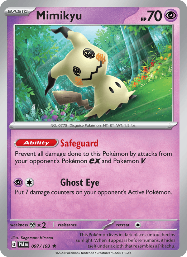 Mimikyu 97/193 Paldea Evolved English Pokémon card