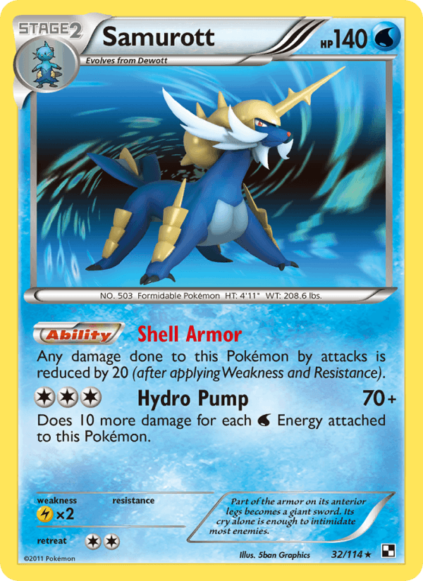 Samurott 32/114 Black & White English Pokémon card