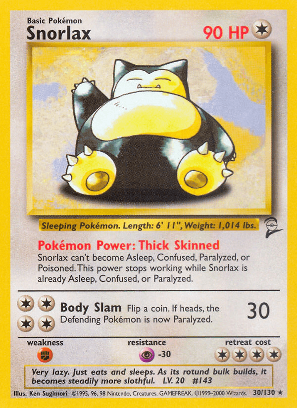 Snorlax 30/130 Base Set 2 English Pokémon card