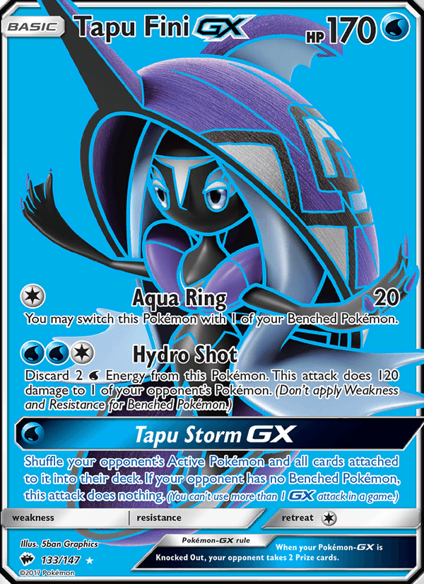 Tapu Fini GX 133/147 Burning Shadows English Pokémon card