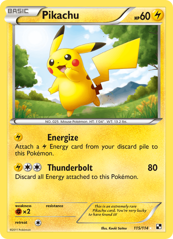 Pikachu 115/114 Black & White English Pokémon card