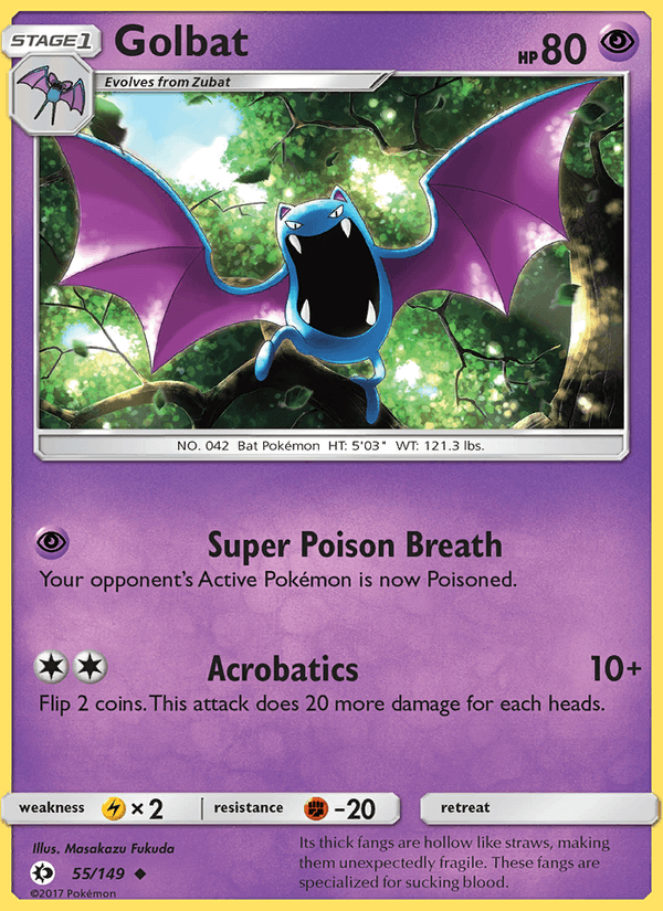 Golbat 55/149 Sun & Moon Base Set English Pokémon card