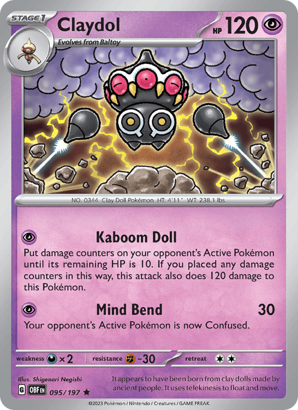 Claydol 95/197 Obsidian Flames English Pokémon card