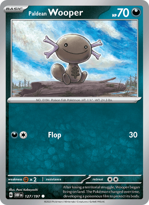 Paldean Wooper 127/197 Obsidian Flames English Pokémon card