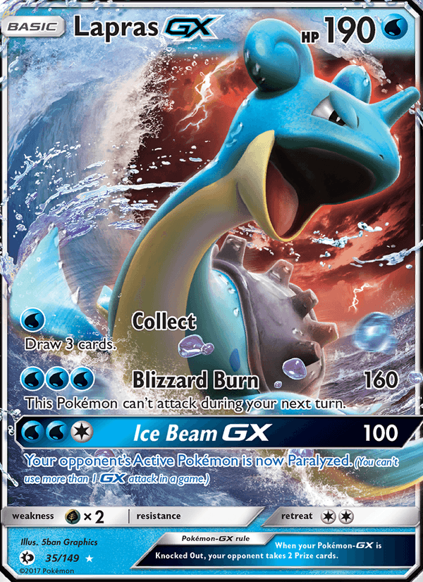 Lapras GX 35/149 Sun & Moon Base Set English Pokémon card