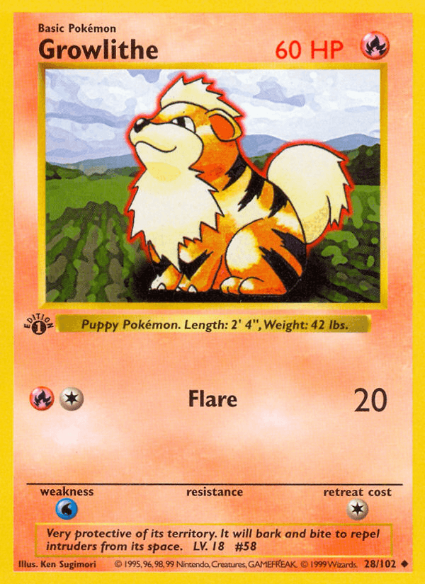 Growlithe 28/102 Base Set English Pokémon card