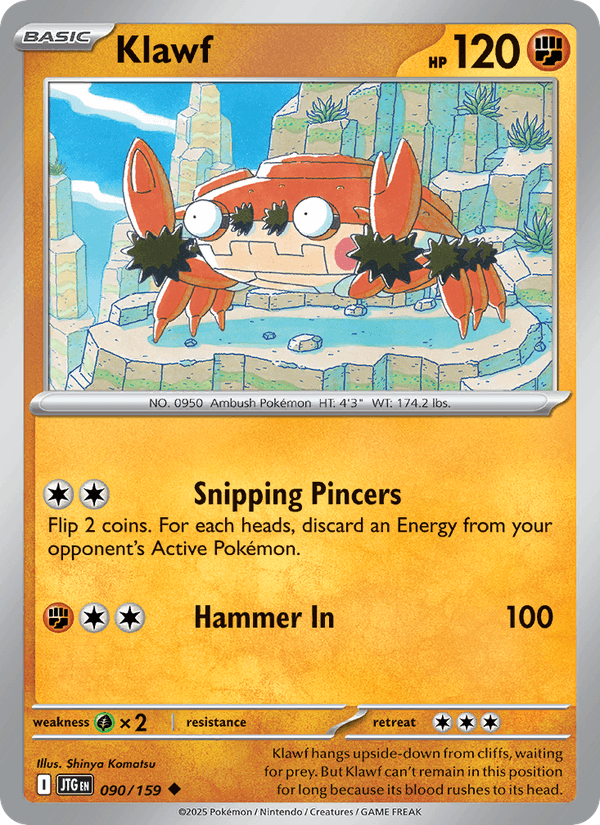 Klawf 90/159 Journey Together English Pokémon card