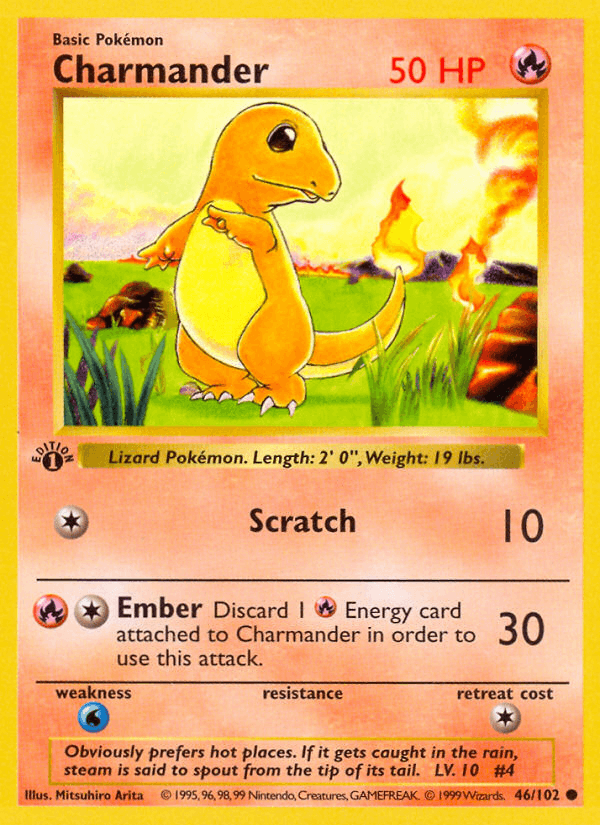 Charmander 46/102 Base Set English Pokémon card