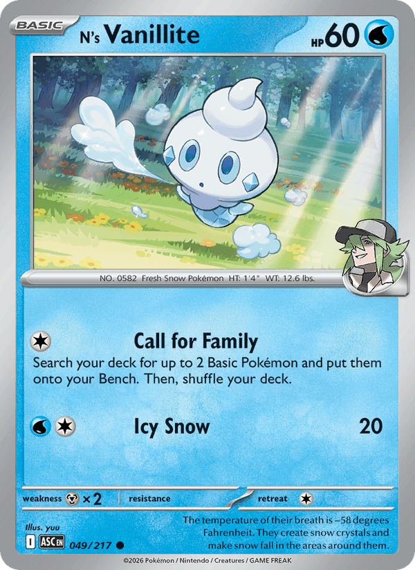 N's Vanillite 49/217 Ascended Heroes English Pokémon card
