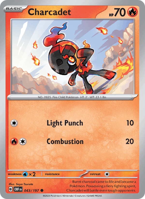 Charcadet 43/197 Obsidian Flames English Pokémon card