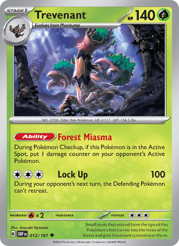 Trevenant 12/197 Obsidian Flames English Pokémon card