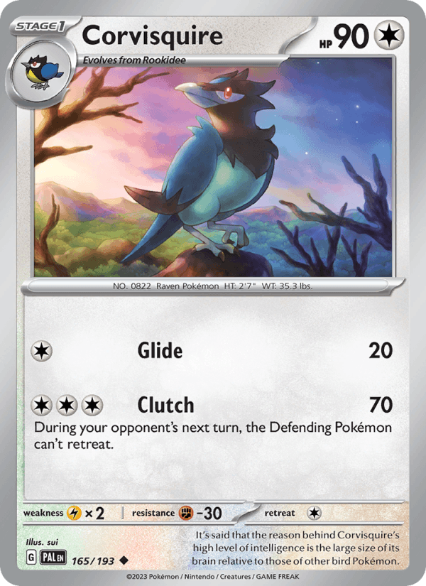 Corvisquire 165/193 Paldea Evolved English Pokémon card