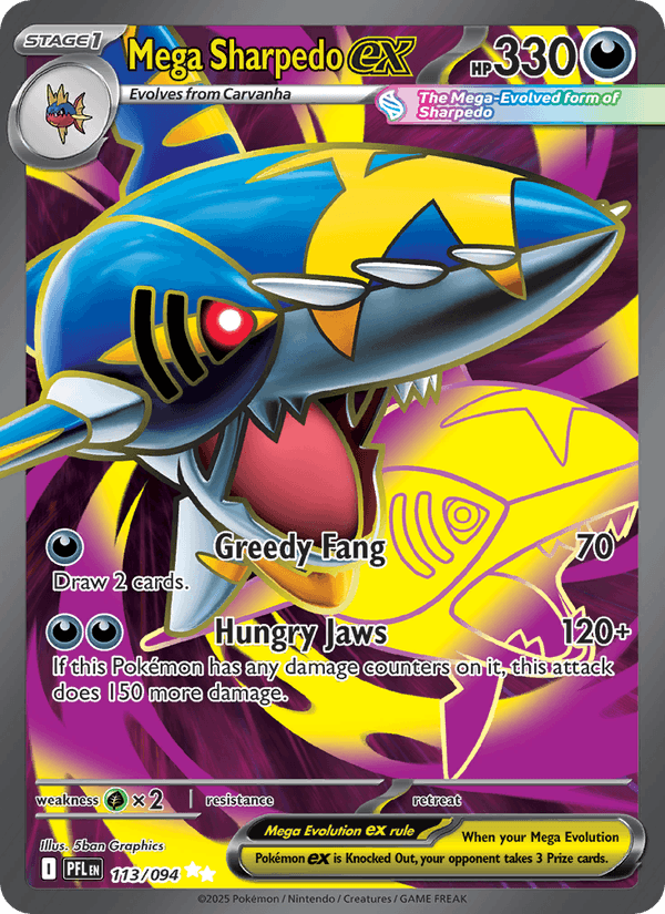 Mega Sharpedo ex 113/94 Phantasmal Flames English Pokémon card