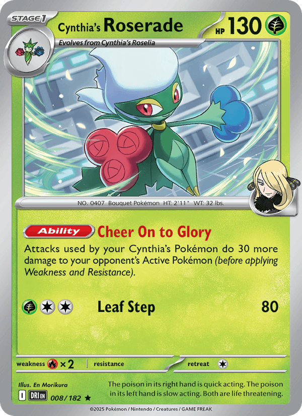 Cynthia's Roserade 8/182 Destined Rivals English Pokémon card