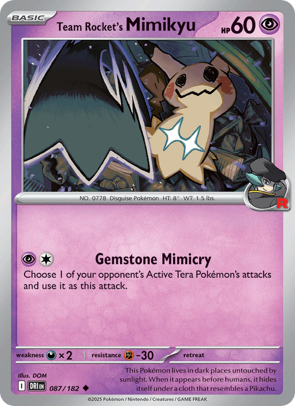 Team Rocket's Mimikyu 87/182 Destined Rivals English Pokémon card