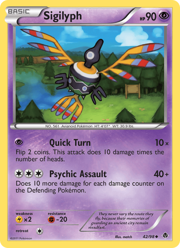 Sigilyph 42/98 Emerging Powers English Pokémon card