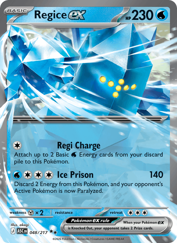 Regice ex 48/217 Ascended Heroes English Pokémon card