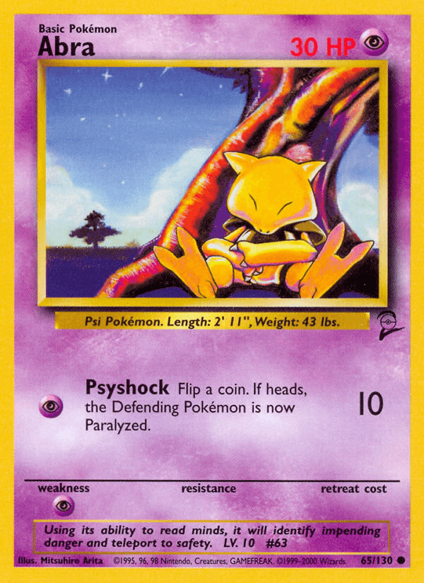 Abra 65/130 Base Set 2 English Pokémon card