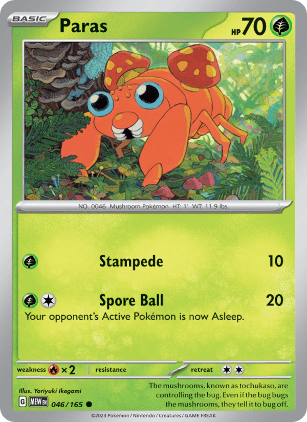 Paras 46/165 151 English Pokémon card