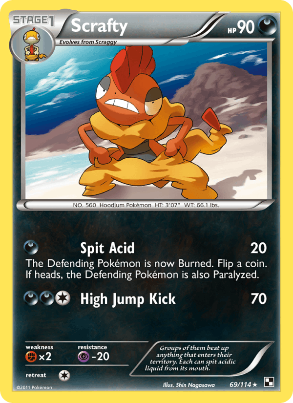 Scrafty 69/114 Black & White English Pokémon card