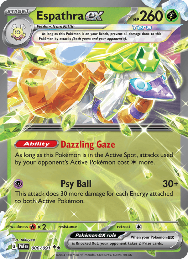 Espathra ex 6/91 Paldean Fates English Pokémon card