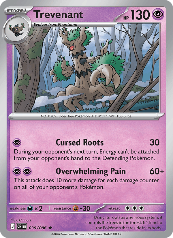 Trevenant 39/86 Chaos Rising English Pokémon card