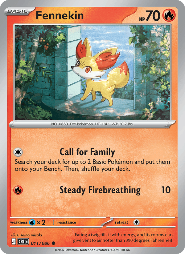 Fennekin 11/86 Chaos Rising English Pokémon card