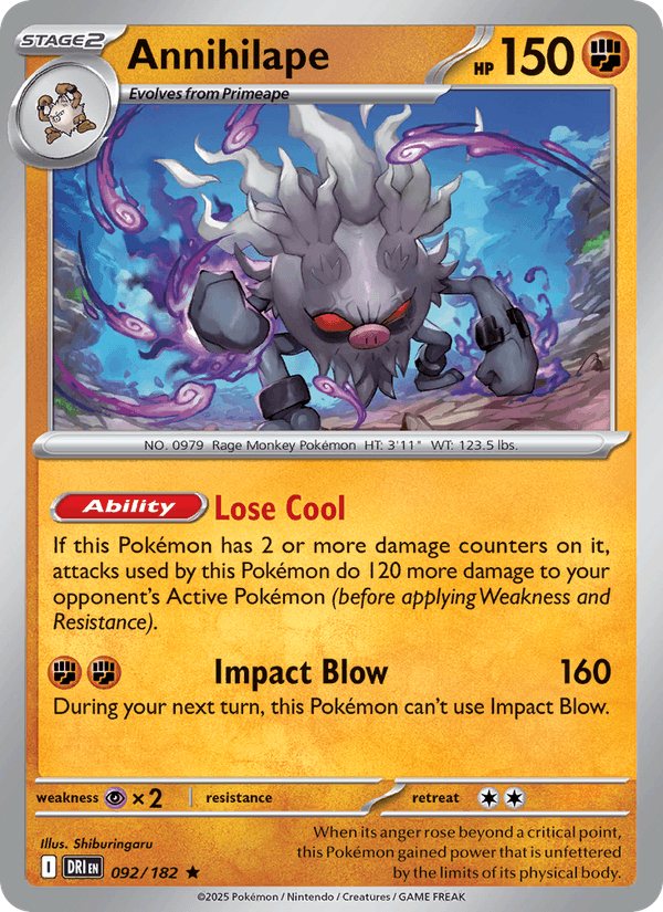 Annihilape 92/182 Destined Rivals English Pokémon card