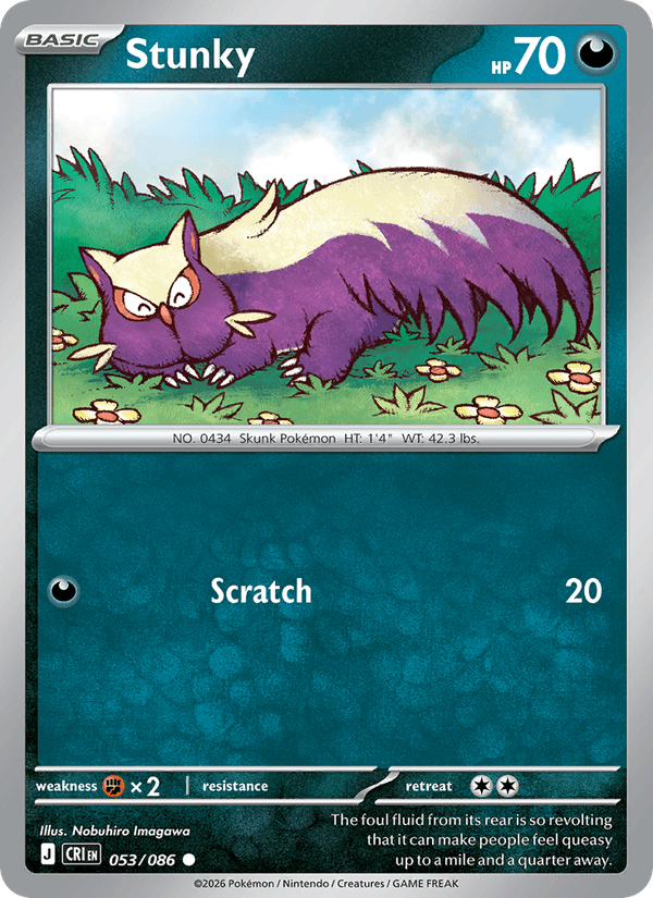 Stunky 53/86 Chaos Rising English Pokémon card