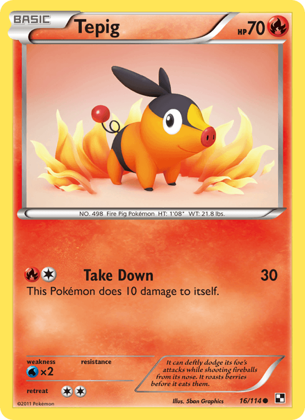 Tepig 16/114 Black & White English Pokémon card