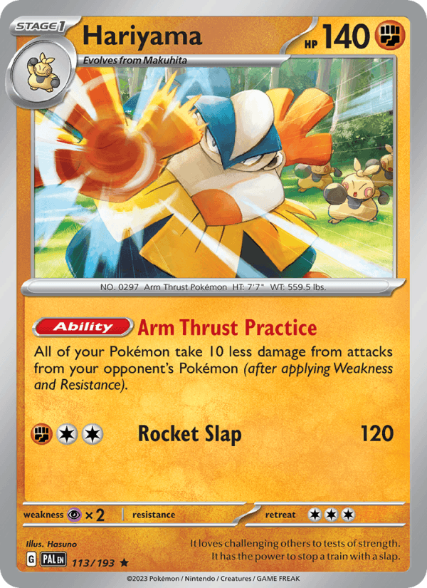 Hariyama 113/193 Paldea Evolved English Pokémon card