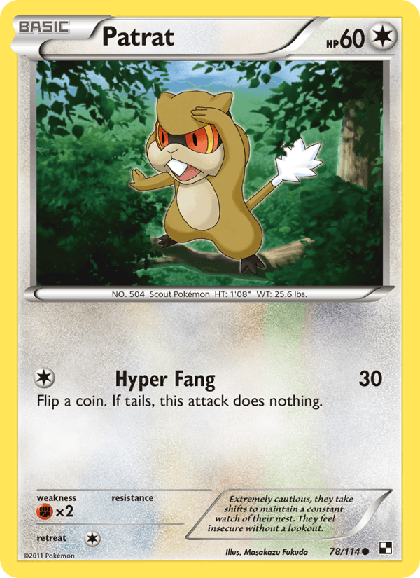 Patrat 78/114 Black & White English Pokémon card