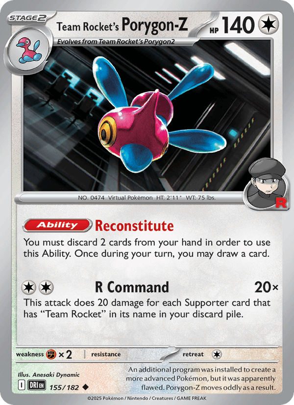 Team Rocket's Porygon-Z 155/182 Destined Rivals English Pokémon card