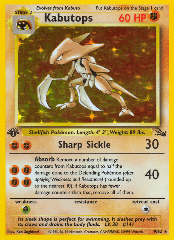 Kabutops 9/62 Fossil English Pokémon card