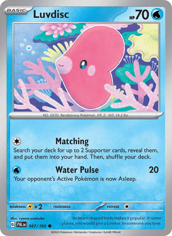 Luvdisc 47/193 Paldea Evolved English Pokémon card