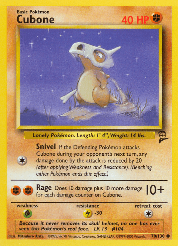 Cubone 70/130 Base Set 2 English Pokémon card