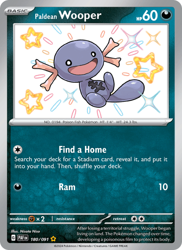 Paldean Wooper 180/91 Paldean Fates English Pokémon card