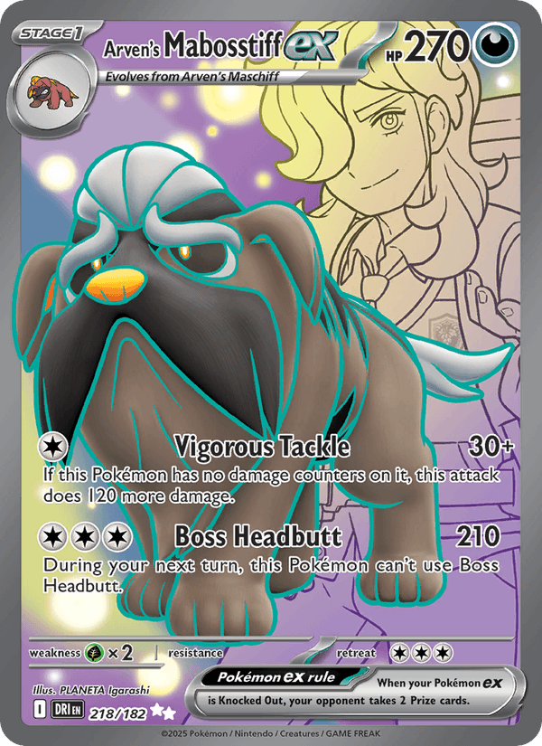 Arven's Mabosstiff ex 218/182 Destined Rivals English Pokémon card
