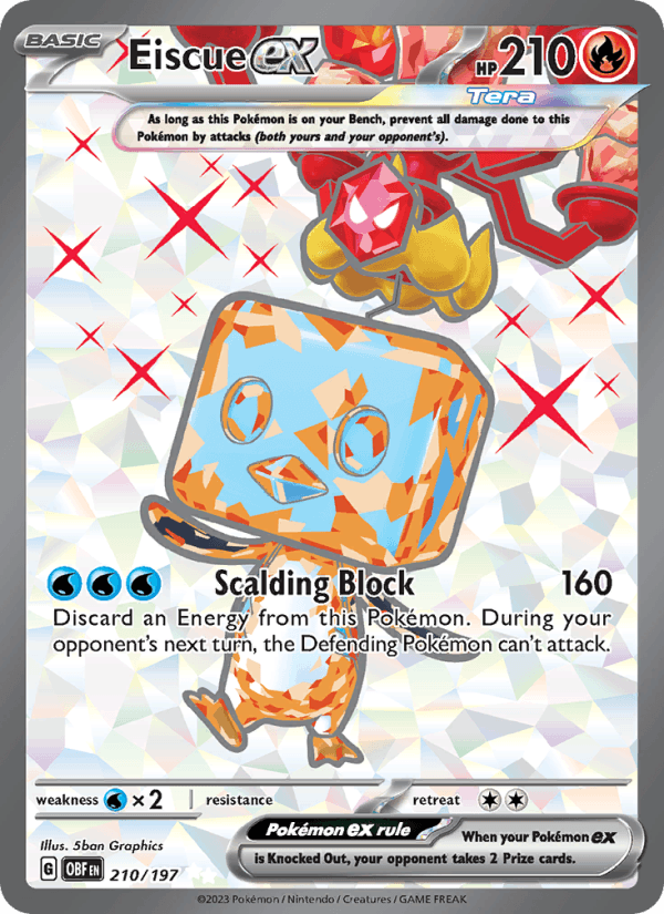 Eiscue ex 210/197 Obsidian Flames English Pokémon card