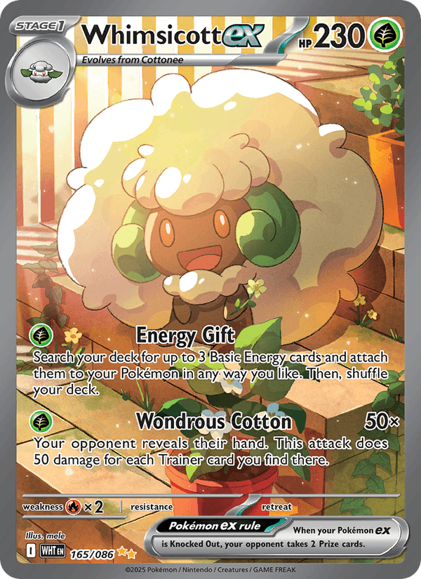 Whimsicott ex 165/86 White Flare English Pokémon card
