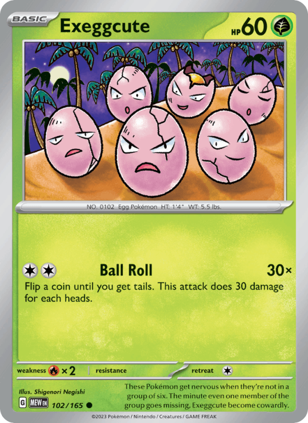 Exeggcute 102/165 151 English Pokémon card