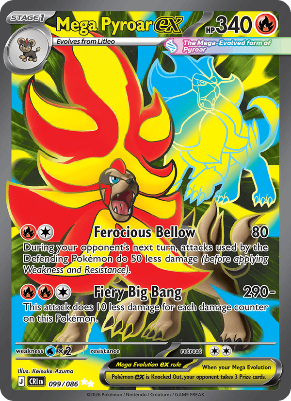 Mega Pyroar ex 99/86 Chaos Rising English Pokémon card