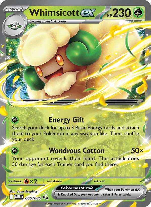 Whimsicott ex 5/86 White Flare English Pokémon card