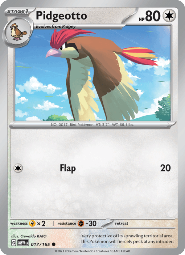 Pidgeotto 17/165 151 English Pokémon card