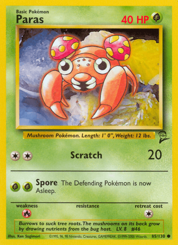 Paras 85/130 Base Set 2 English Pokémon card