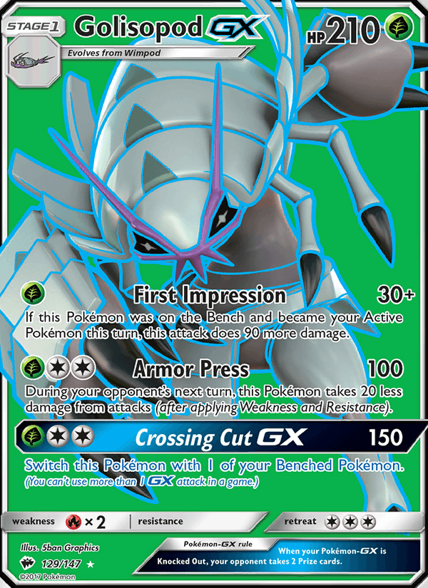 Golisopod GX 129/147 Burning Shadows English Pokémon card