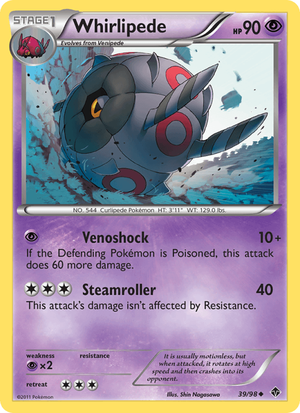Whirlipede 39/98 Emerging Powers English Pokémon card